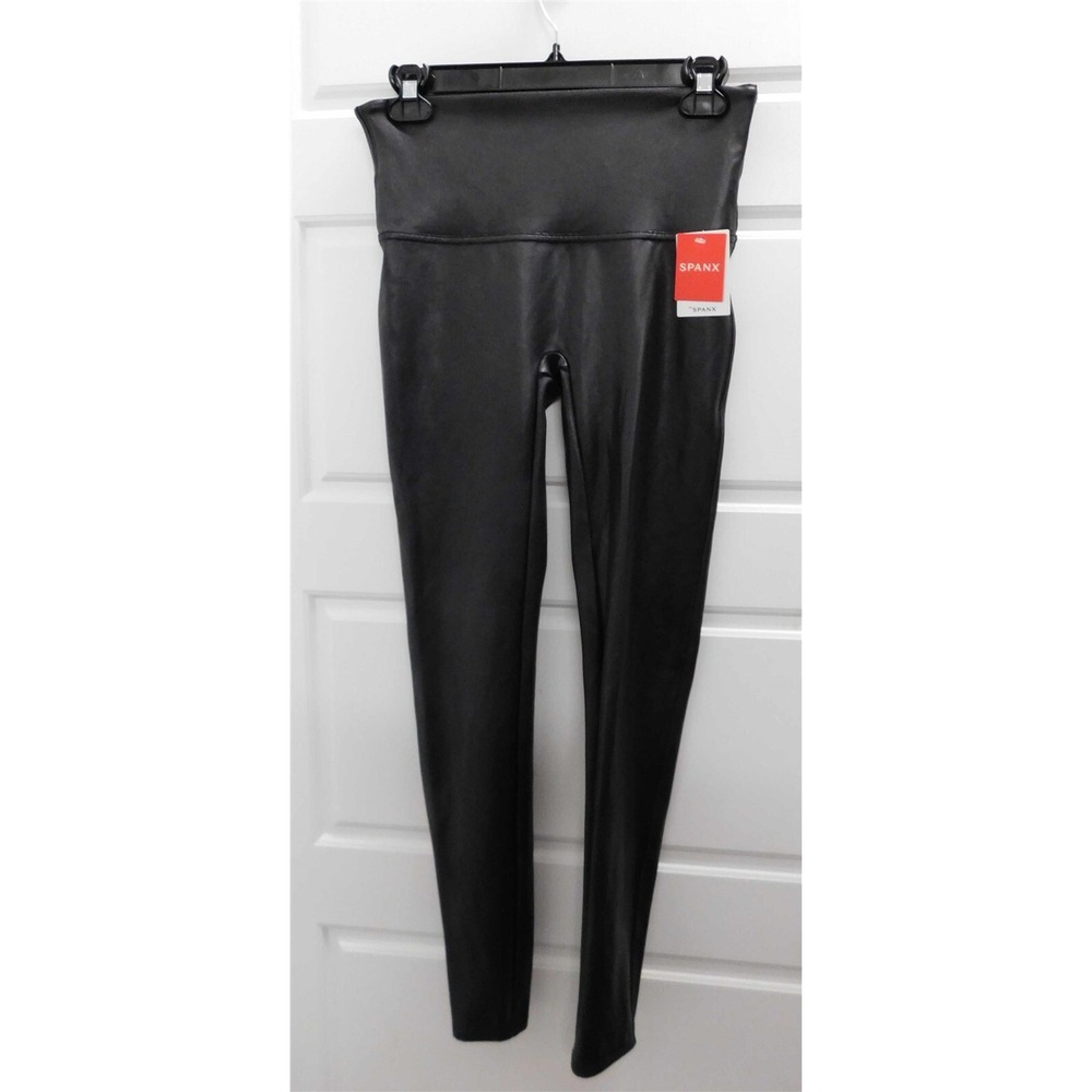 New Spanx Black Faux Leather Legging sz L
